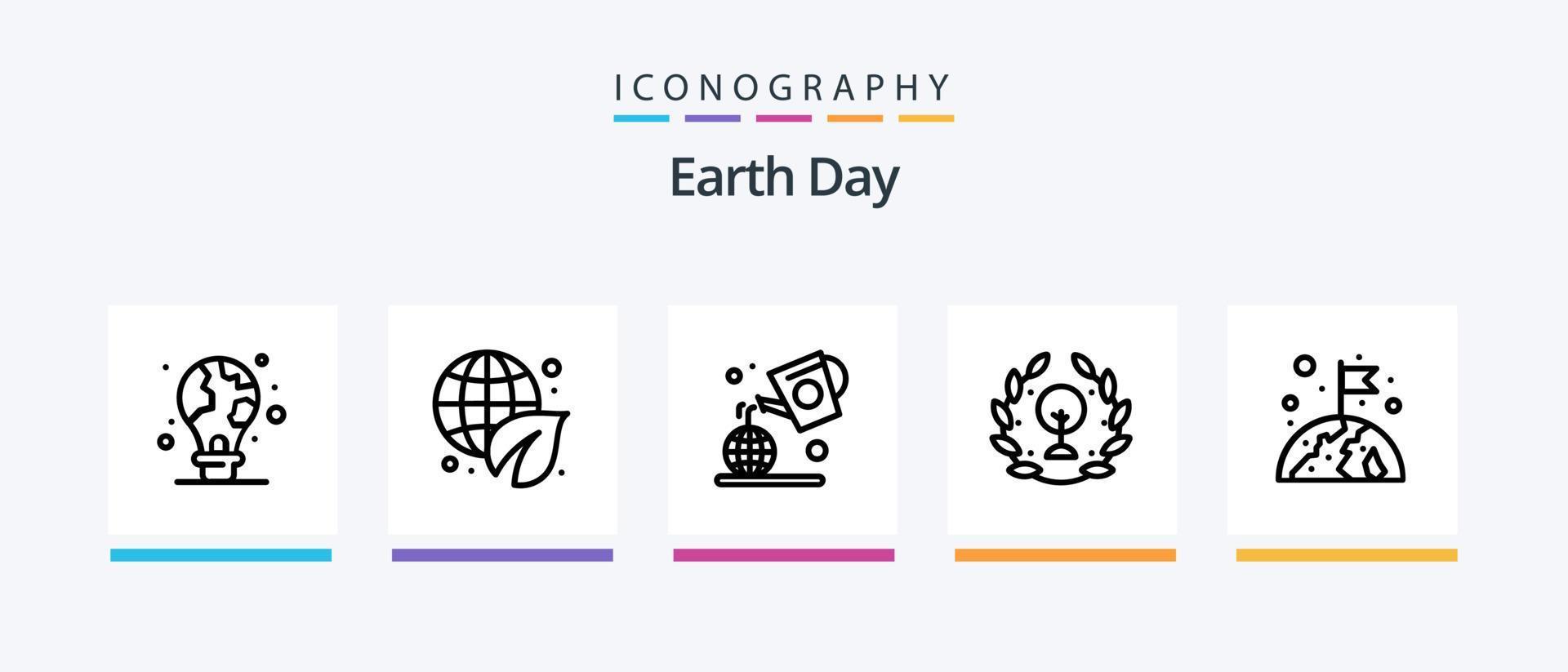 Earth Day Line 5 Icon Pack inklusive Schutz. Globus. Erde. Erde. Kalander. kreatives Symboldesign vektor