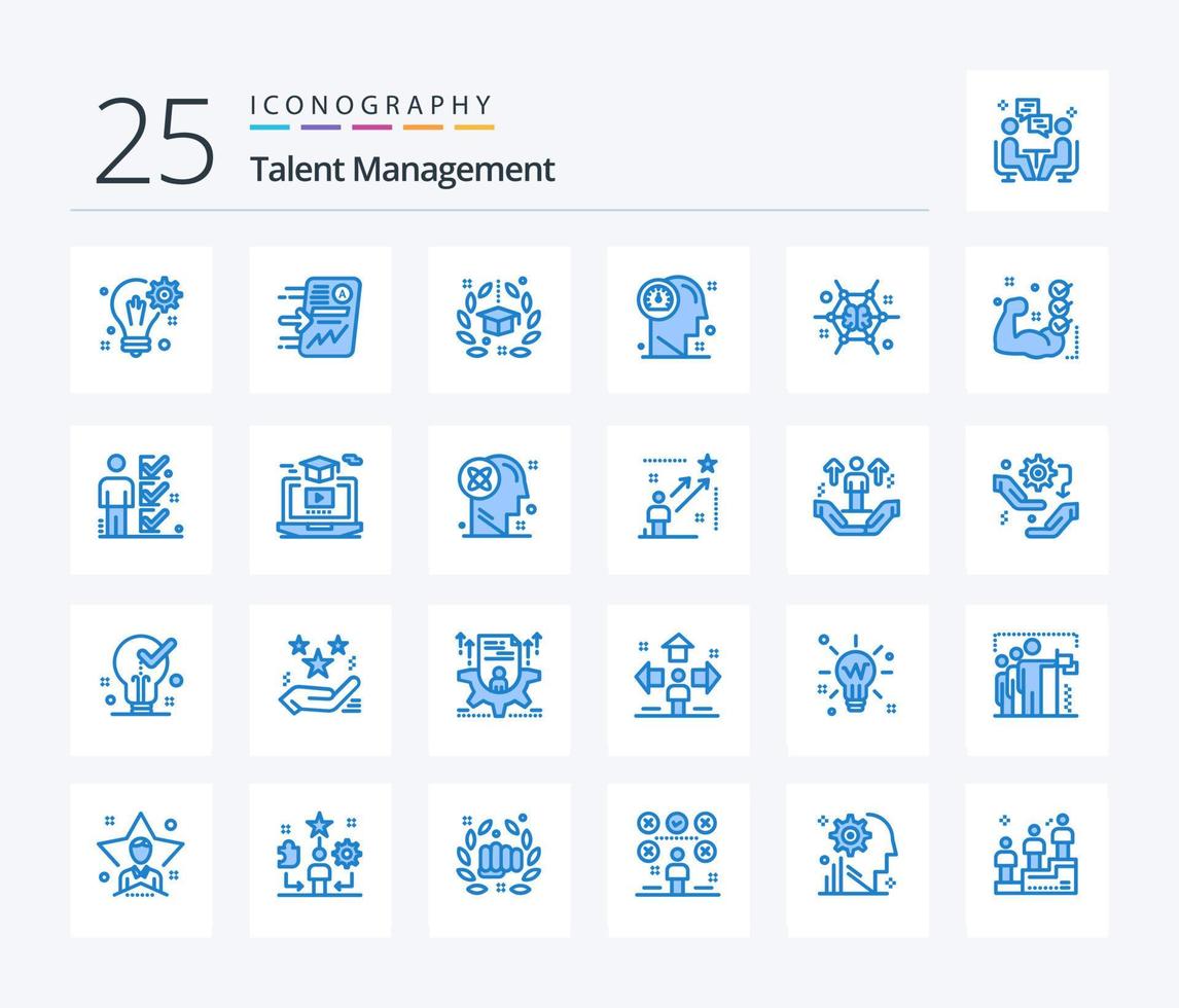 talang förvaltning 25 blå Färg ikon packa Inklusive huvud. instrumentbräda. framsteg. universitet. hatt vektor