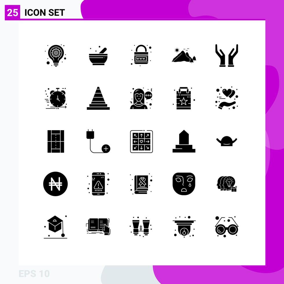uppsättning av 25 modern ui ikoner symboler tecken för vård natur internet kulle berg redigerbar vektor design element