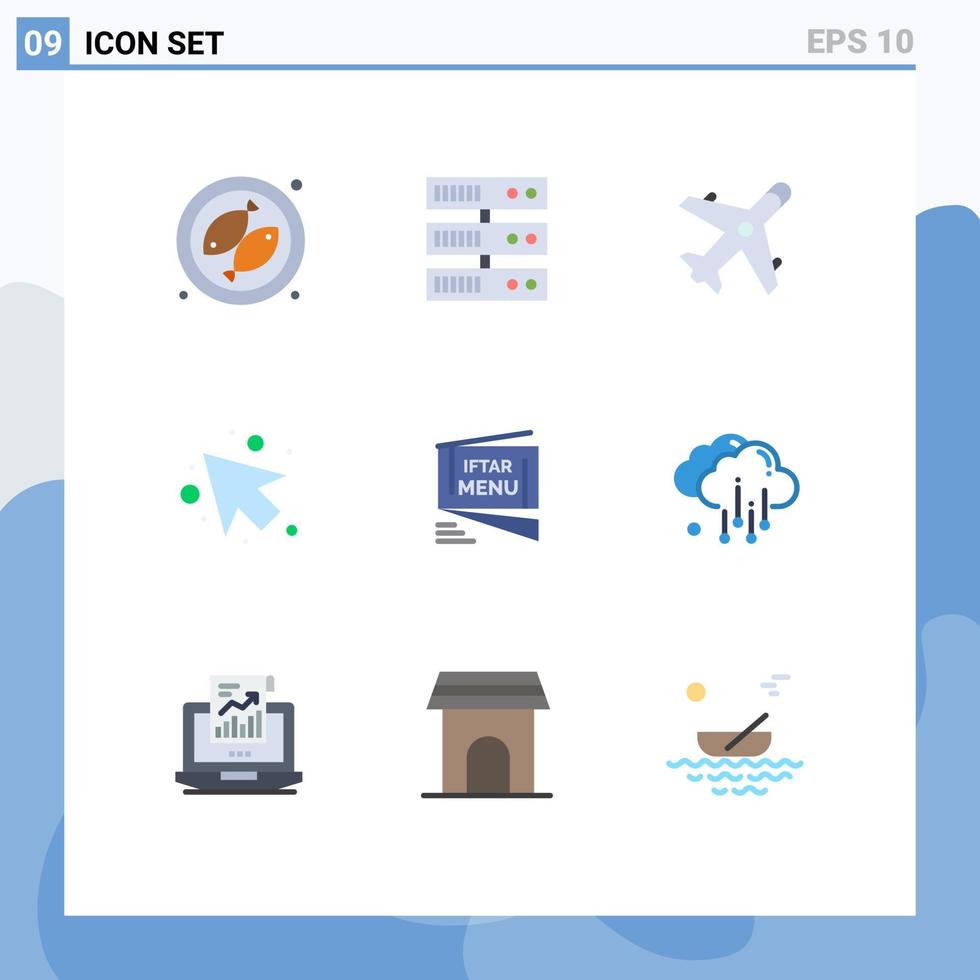 platt Färg packa av 9 universell symboler av snabb ramadan plan meny vänster redigerbar vektor design element
