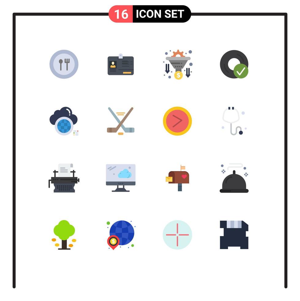 Satz von 16 kommerziellen flachen Farbpaketen für Cloud-Disc-Konvertierungsgeräte Computer editierbares Paket kreativer Vektordesign-Elemente vektor
