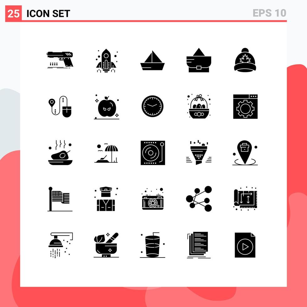 25 kreative Symbole, moderne Zeichen und Symbole von Hutmode-Launch-Taschenfahrzeugen, editierbare Vektordesign-Elemente vektor