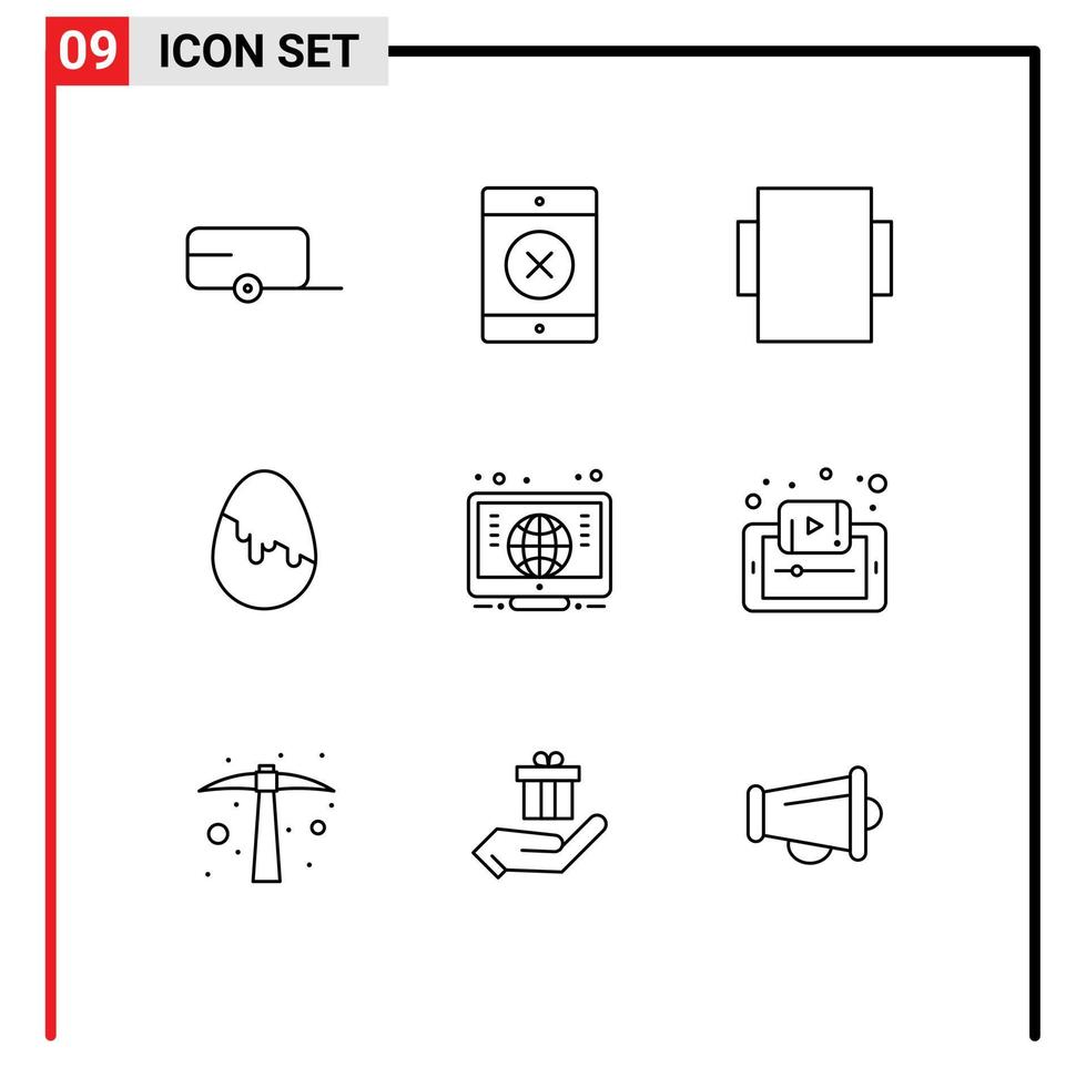 Stock-Vektor-Icon-Pack mit 9 Zeilenzeichen und Symbolen für mobile e-Osterdokumente global bearbeitbare Vektordesign-Elemente vektor