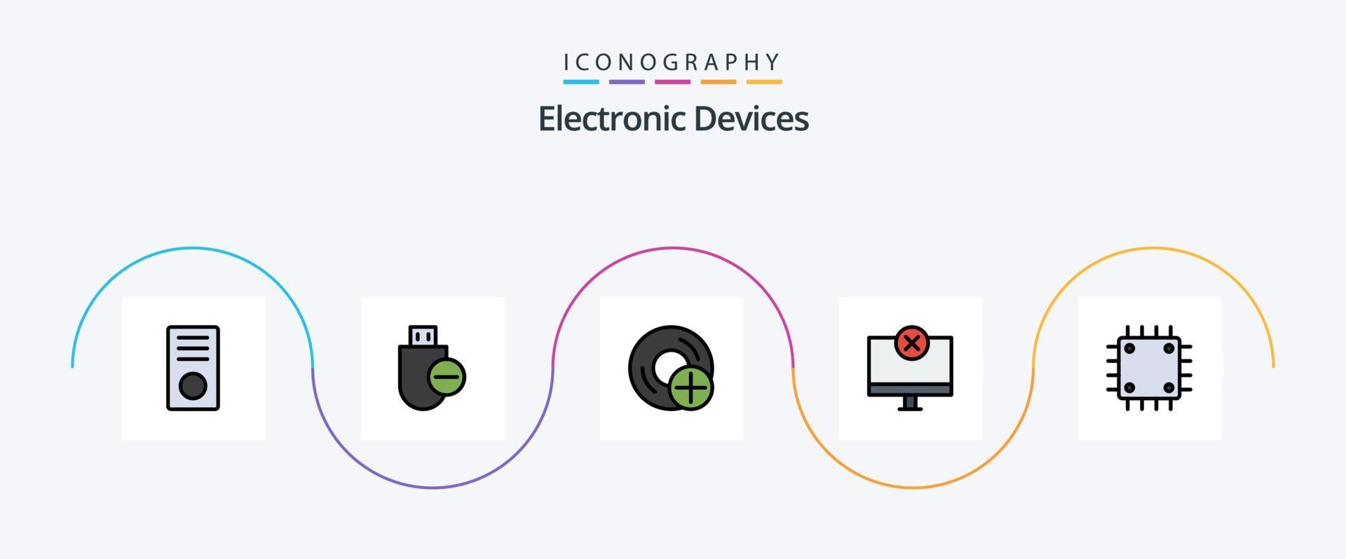 Gerätezeile gefüllt Flat 5 Icon Pack inklusive Gadget. Computers. Löschen. Gerät. Geräte vektor