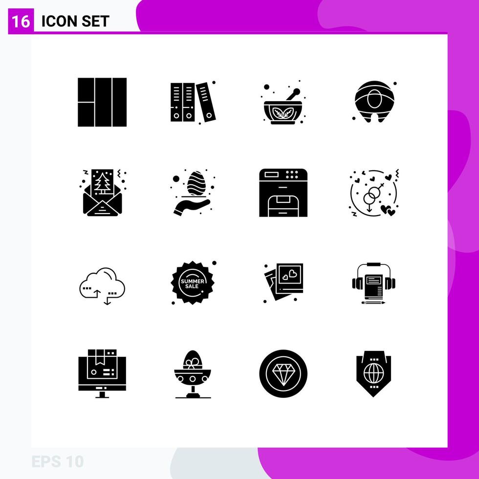 Stock Vector Icon Pack mit 16 Linienzeichen und Symbolen für Handformen Untertasse Grußkarte editierbare Vektordesign-Elemente