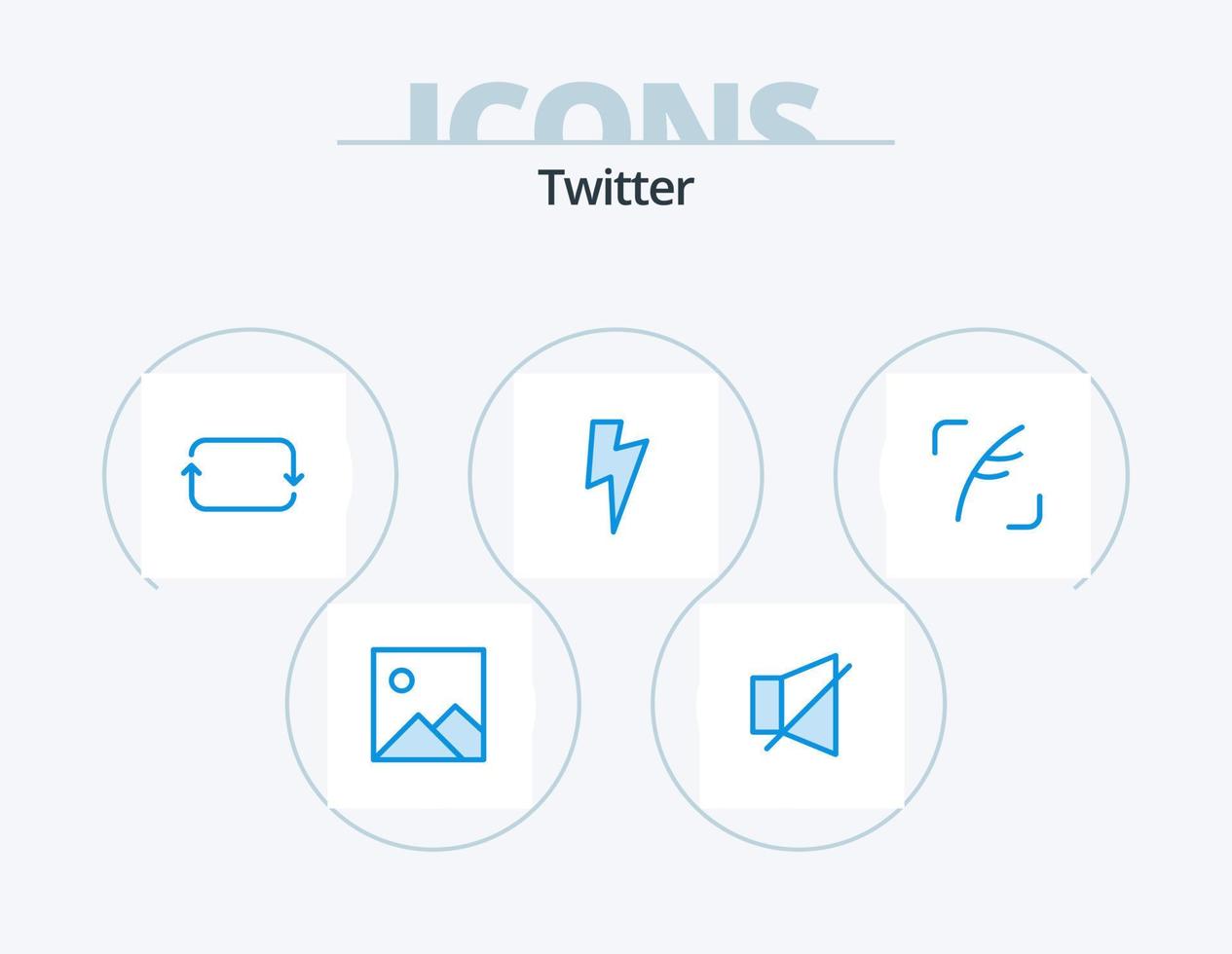 Twitter blå ikon packa 5 ikon design. social. fjäder. främre. Twitter. kraft vektor