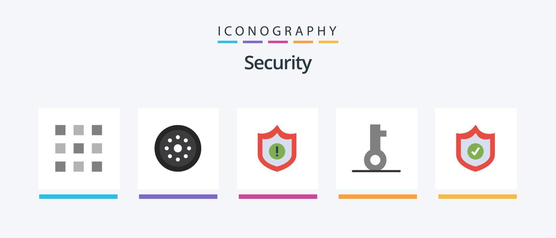 Security Flat 5 Icon Pack inklusive Schutz. Passwort. Sicherheit. sperren. Warnung. kreatives Symboldesign vektor