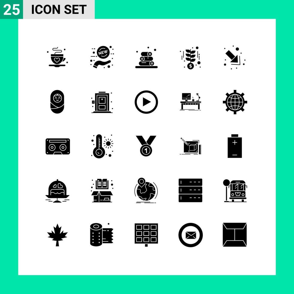 satz von 25 modernen ui-symbolen symbole zeichen für rechtspfeil spa geldanlage editierbare vektordesignelemente vektor