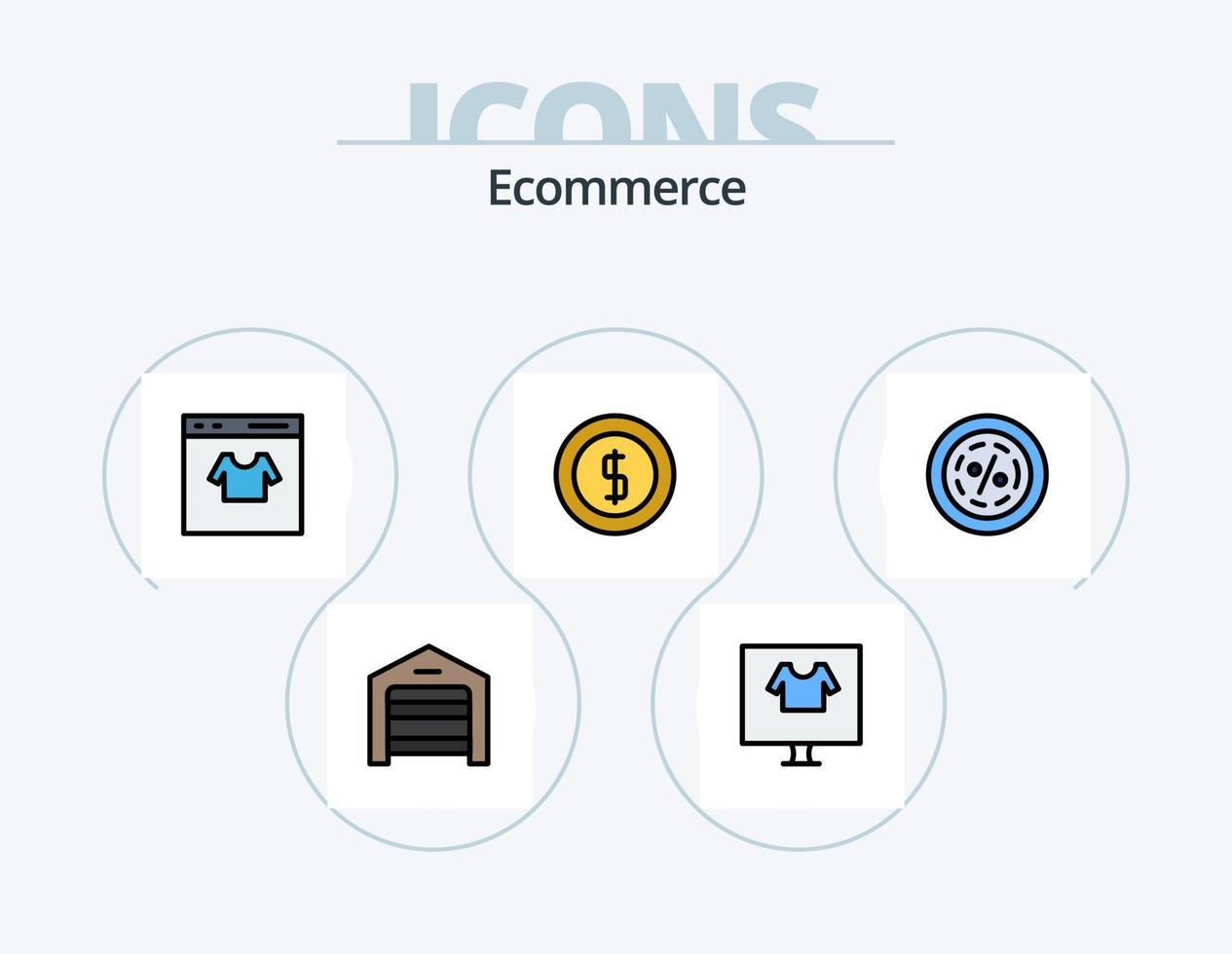 E-Commerce-Linie gefüllt Icon Pack 5 Icon Design. hinzufügen. Geld. Smartphone. Kasse. Bewertung vektor