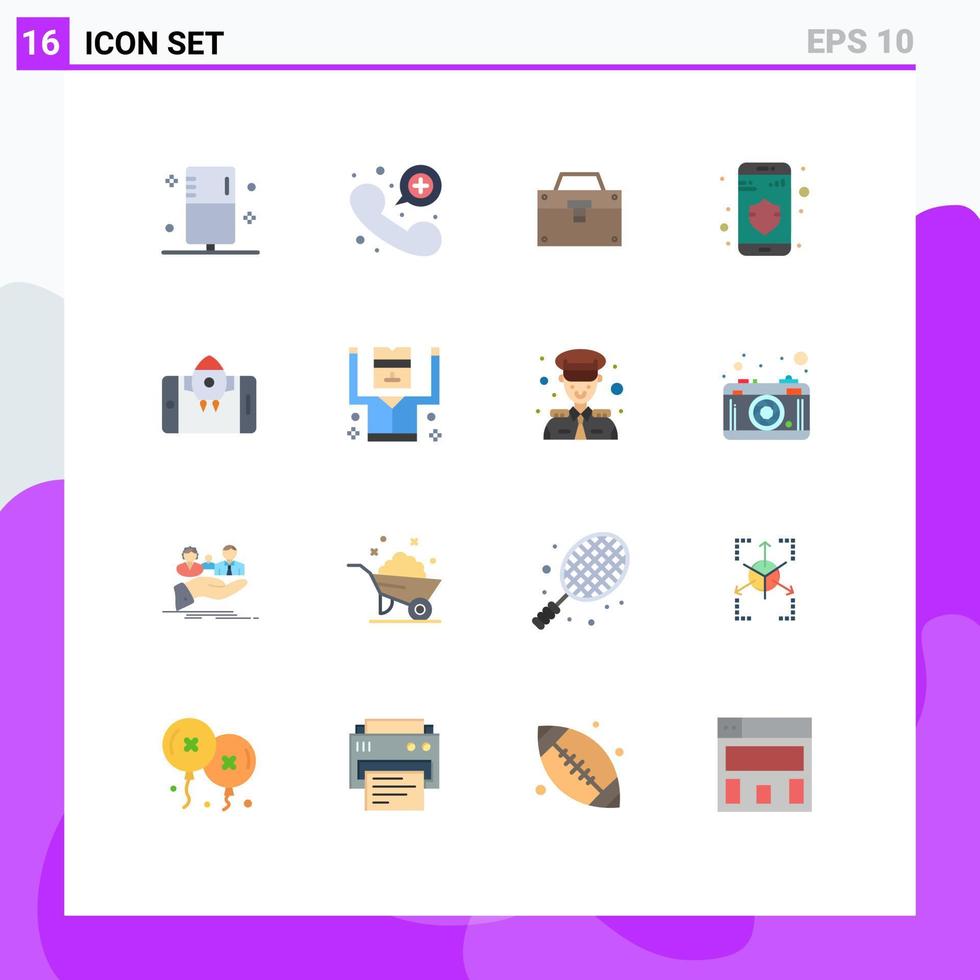 modern uppsättning av 16 platt färger pictograph av app Integritet nödsituation ring upp data material redigerbar packa av kreativ vektor design element