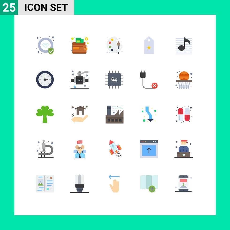 satz von 25 modernen ui-symbolen symbole zeichen für audioknoten malen tag rang editierbare vektordesignelemente vektor