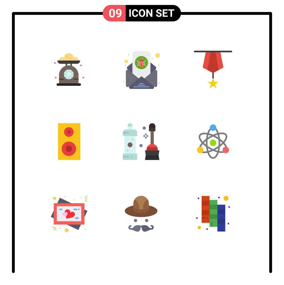 universell ikon symboler grupp av 9 modern platt färger av badrum musik klass brev studie medalj redigerbar vektor design element
