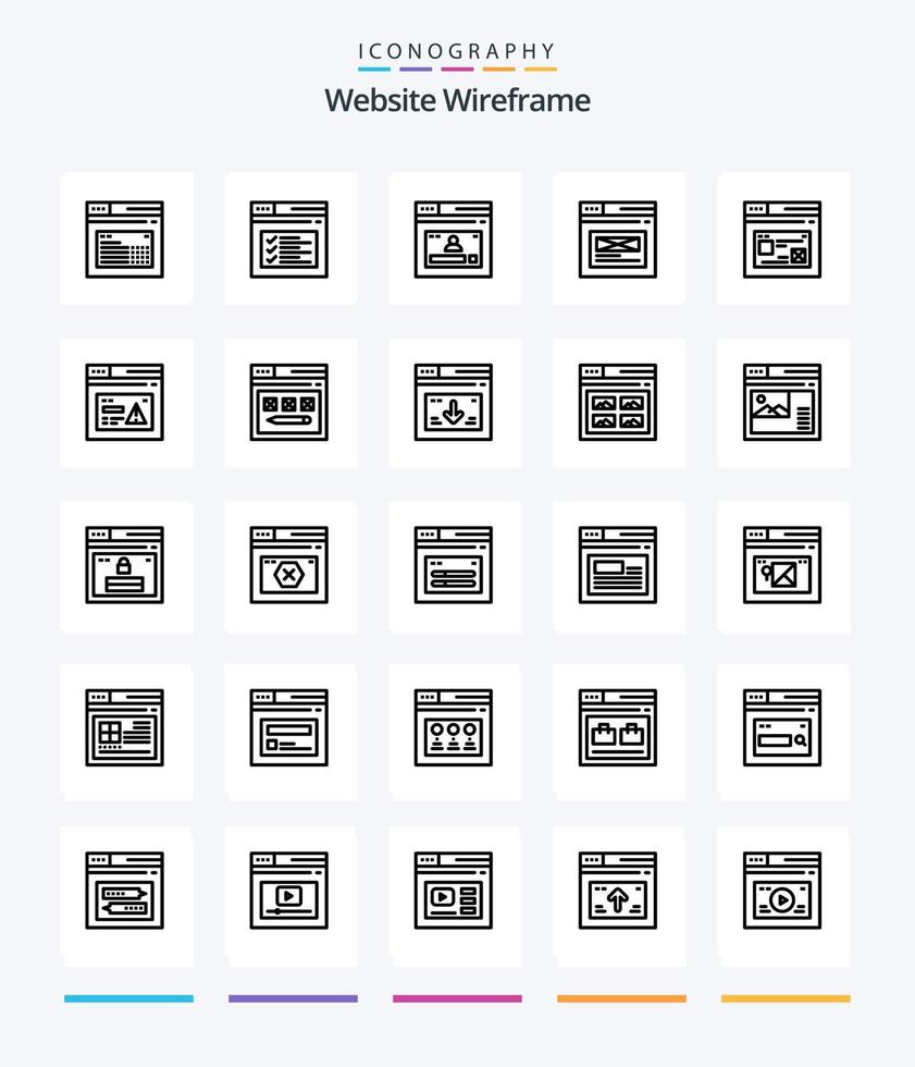 kreativ hemsida trådmodell 25 översikt ikon packa sådan som webb. internet. hemsida. design. webb vektor