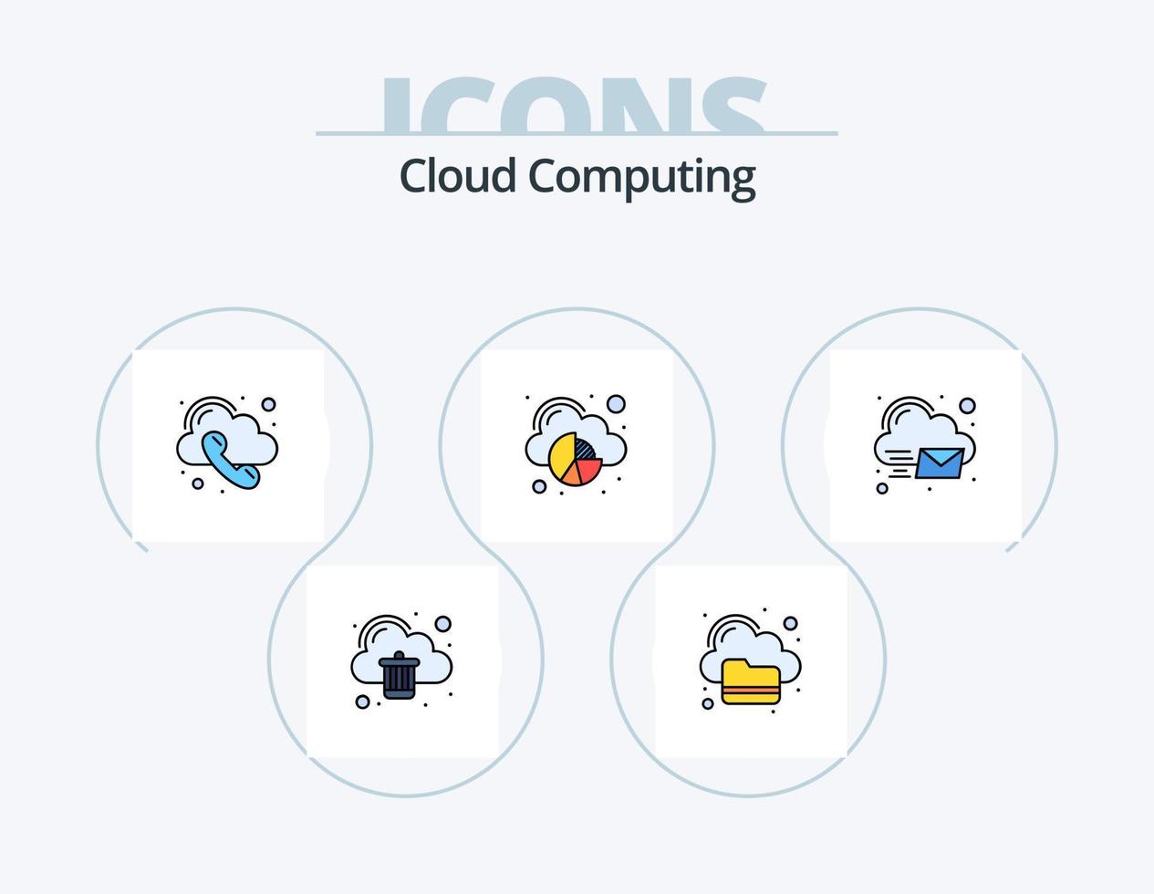 Cloud-Computing-Linie gefüllt Icon Pack 5 Icon-Design. Post. Werkzeug. Wolke. Reparatur. Wolke vektor