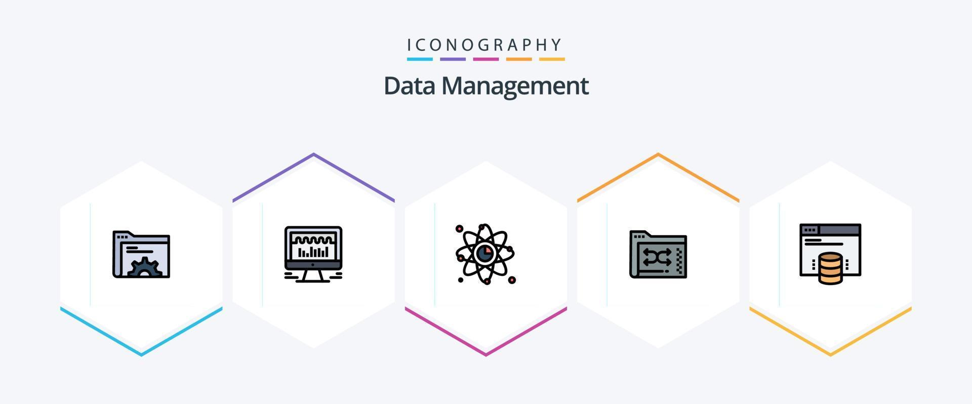 data förvaltning 25 fylld linje ikon packa Inklusive förvaltning. filer. atom. data. nätverk vektor