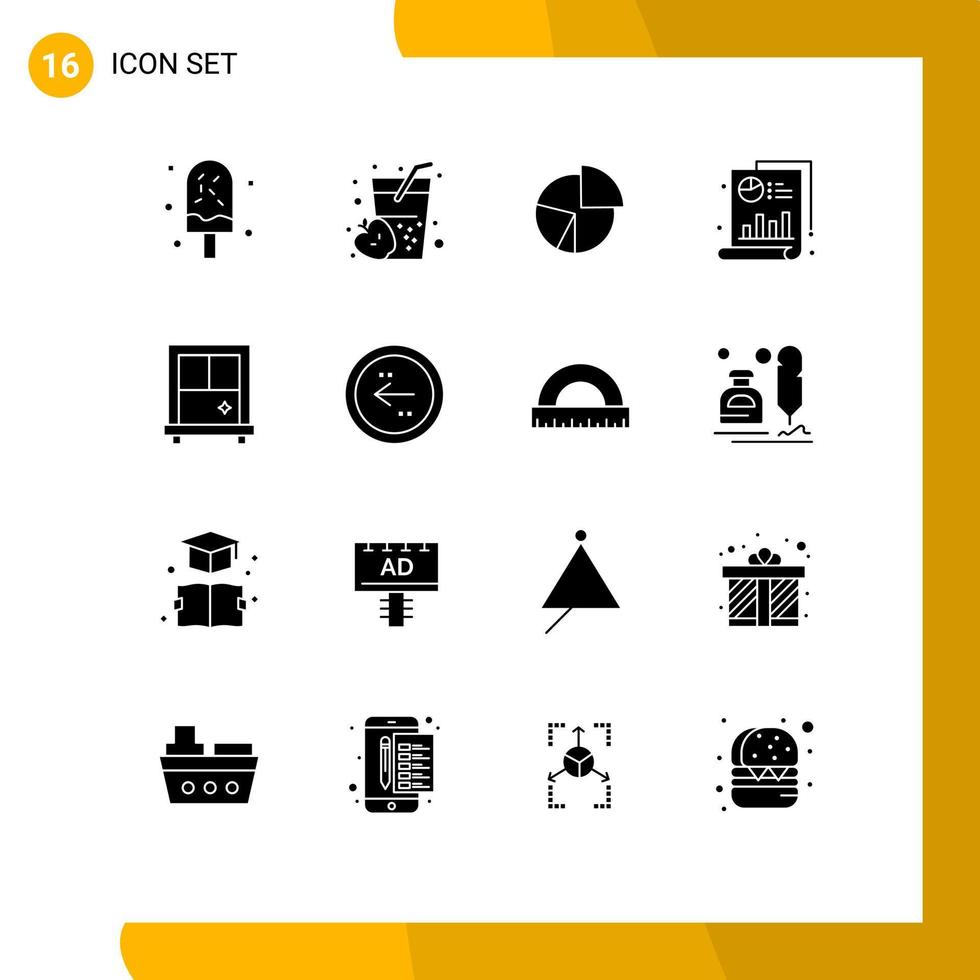 packa av 16 kreativ fast glyfer av bar statistik juice paj finansiera redigerbar vektor design element