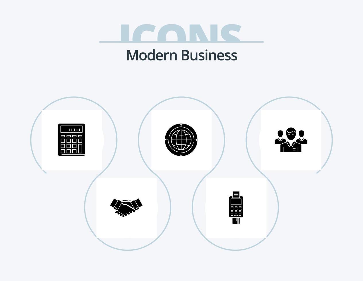 modern företag glyf ikon packa 5 ikon design. finansiell. företag. kort. bokföring. betalning vektor