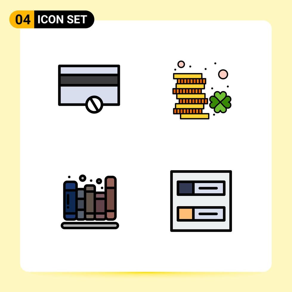 universell ikon symboler grupp av 4 modern fylld linje platt färger av finansiera böcker mynt pengar bibliotek redigerbar vektor design element
