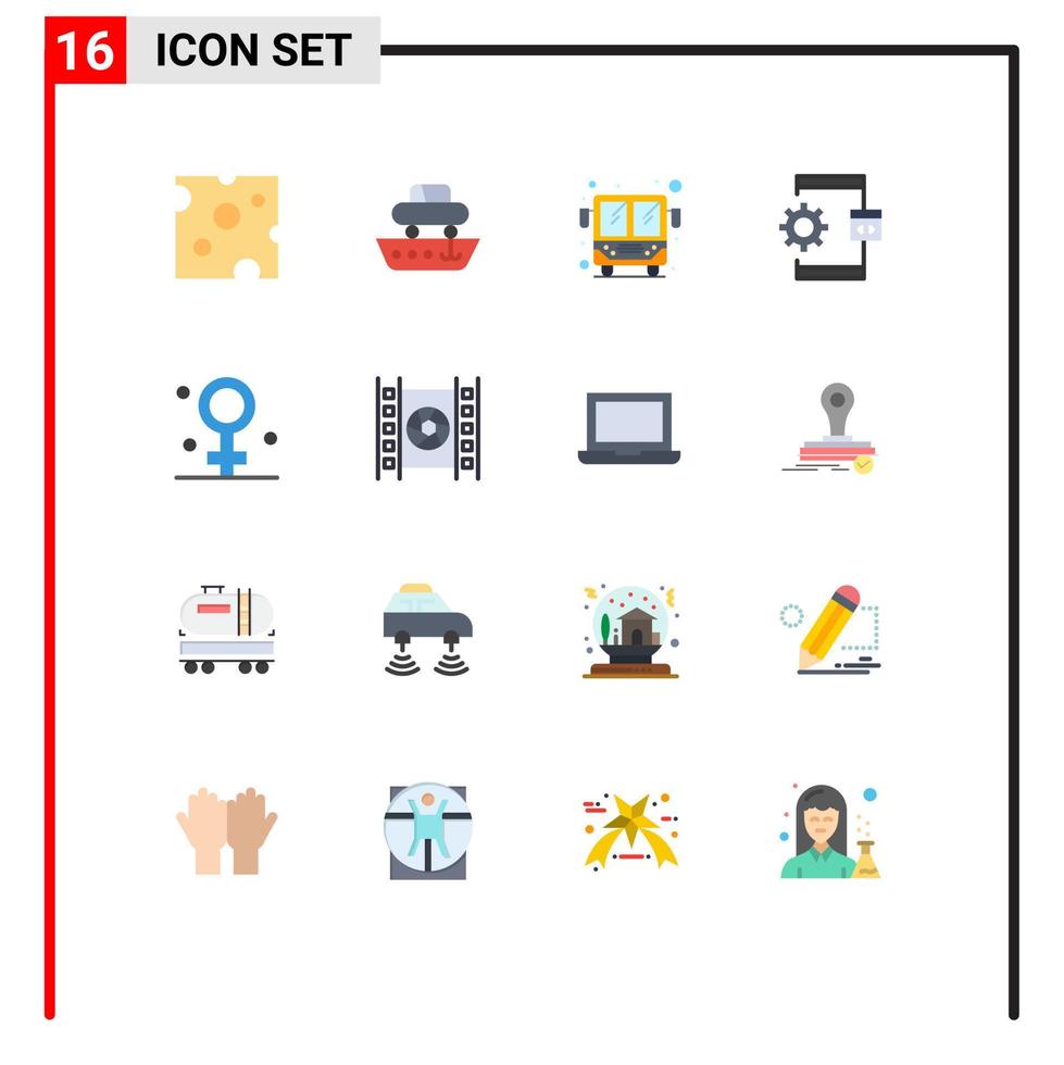 16 användare gränssnitt platt Färg packa av modern tecken och symboler av biologi utveckling fartyg utveckla app redigerbar packa av kreativ vektor design element