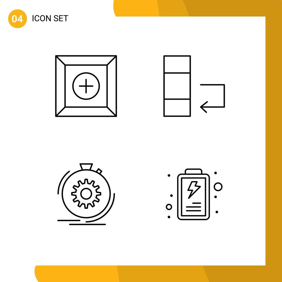 Piktogrammsatz von 4 einfachen gefüllten flachen Farben der Kastenprozessänderungsaktionsbatterie bearbeitbare Vektorgestaltungselemente vektor
