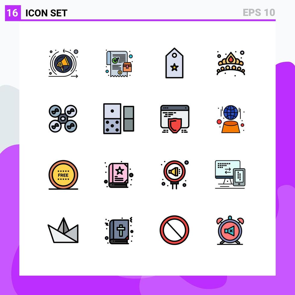satz von 16 modernen ui-symbolen symbolzeichen für fly jewel one schmuckkrone editierbare kreative vektordesignelemente vektor