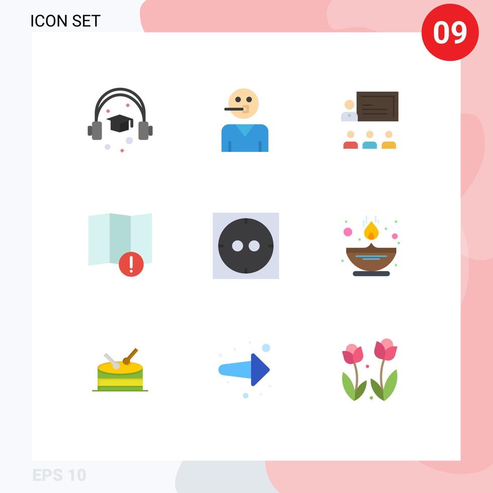 9 användare gränssnitt platt Färg packa av modern tecken och symboler av uttag varning lagarbete Karta förvaltning redigerbar vektor design element