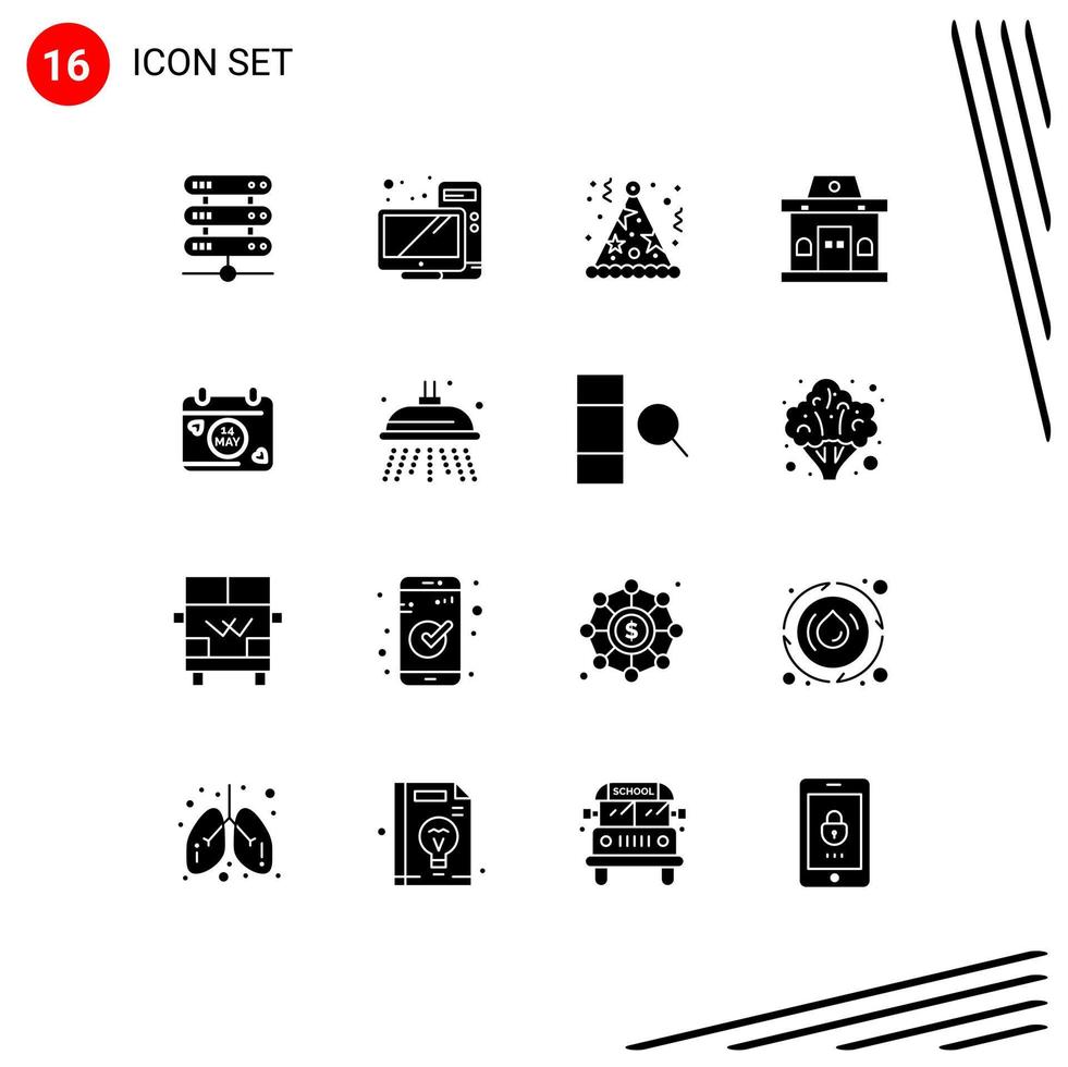 uppsättning av 16 modern ui ikoner symboler tecken för datum urban födelsedag biljett byggnad redigerbar vektor design element