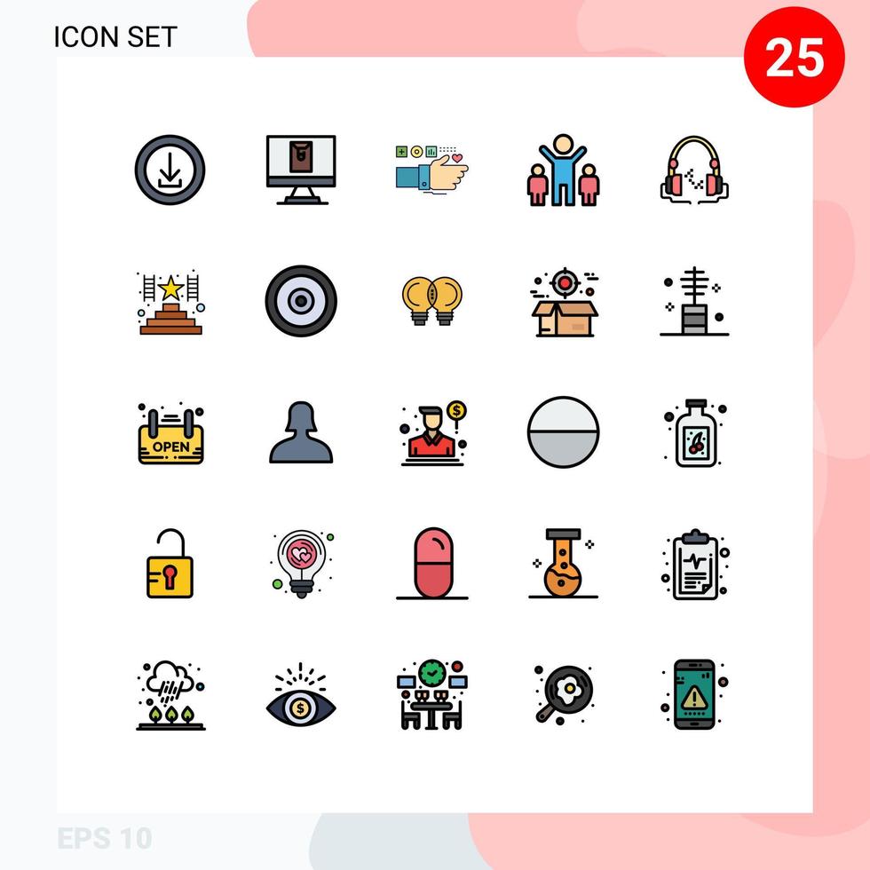 satz von 25 modernen ui symbolen symbole zeichen für musikleute überwachungsgruppe puls editierbare vektordesignelemente vektor