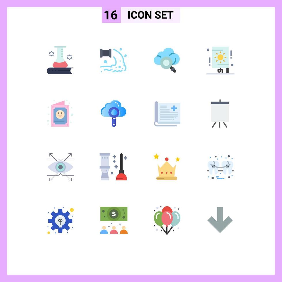 16 universell platt Färg tecken symboler av kort fyrverkeri avfall festival teknologi redigerbar packa av kreativ vektor design element