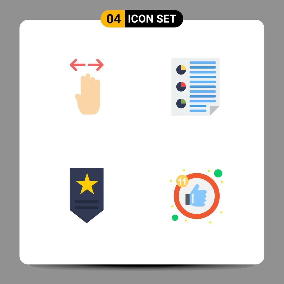 redigerbar vektor linje packa av 4 enkel platt ikoner av fyra Rapportera vänster dokumentera militär redigerbar vektor design element
