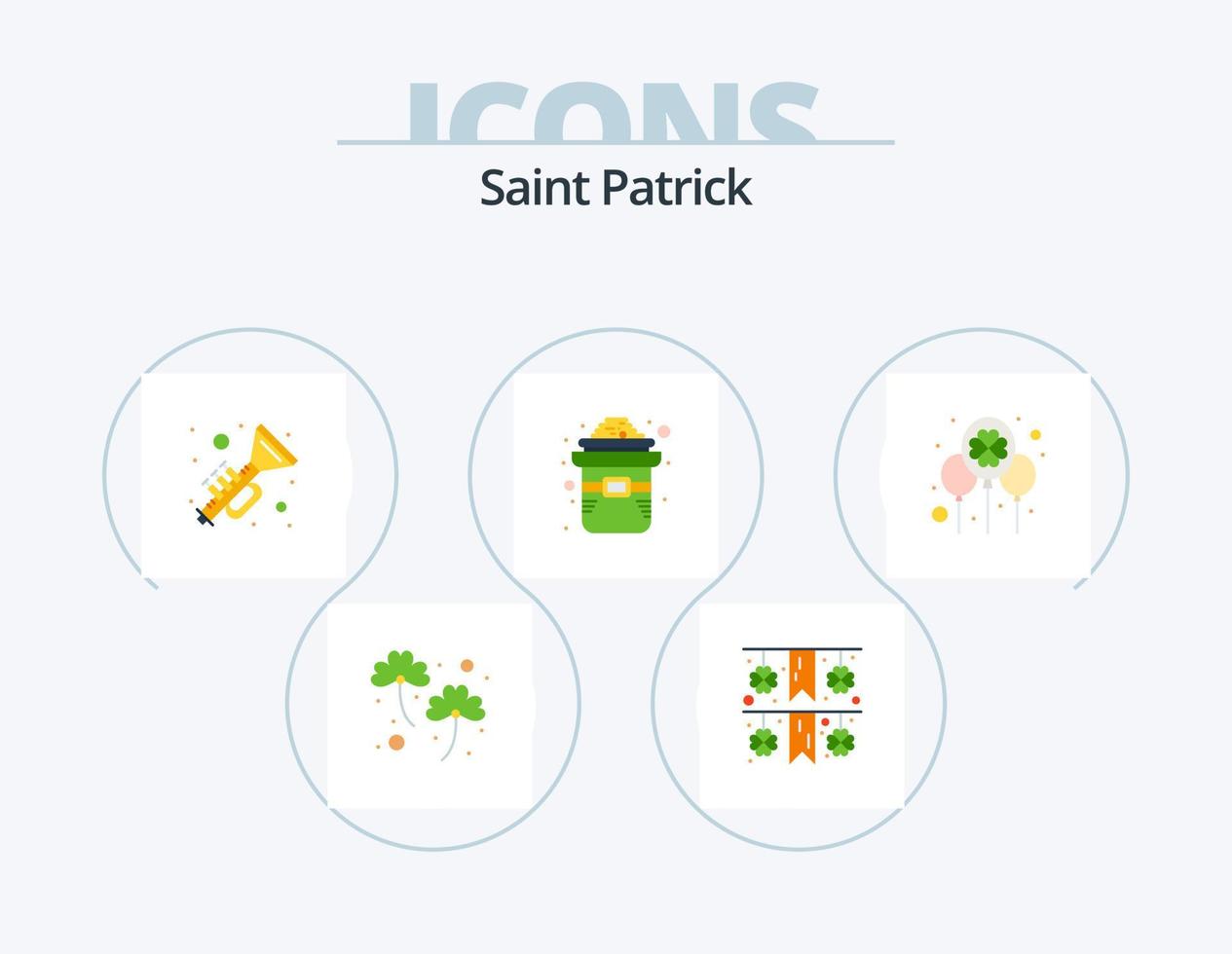 Saint Patrick Flat Icon Pack 5 Icon-Design. Tag. Ballon. Irland. Gold. Hut vektor