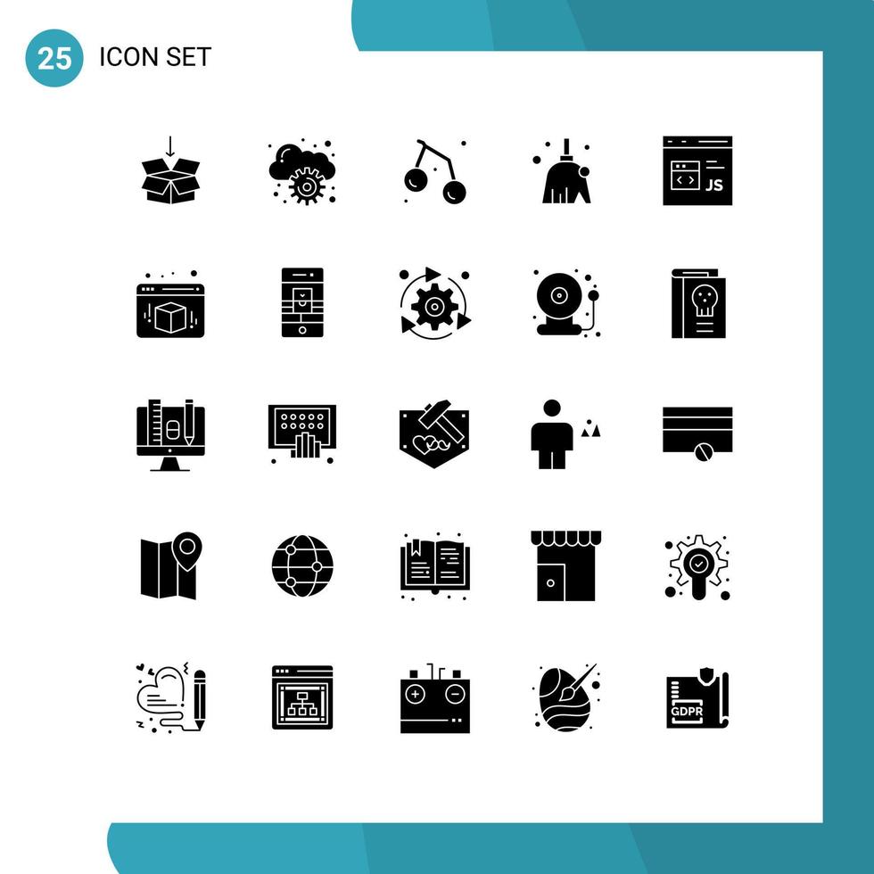 satz von 25 modernen ui-symbolen symbole zeichen für die entwicklung von code sommer fegen sauber bearbeitbare vektordesignelemente vektor