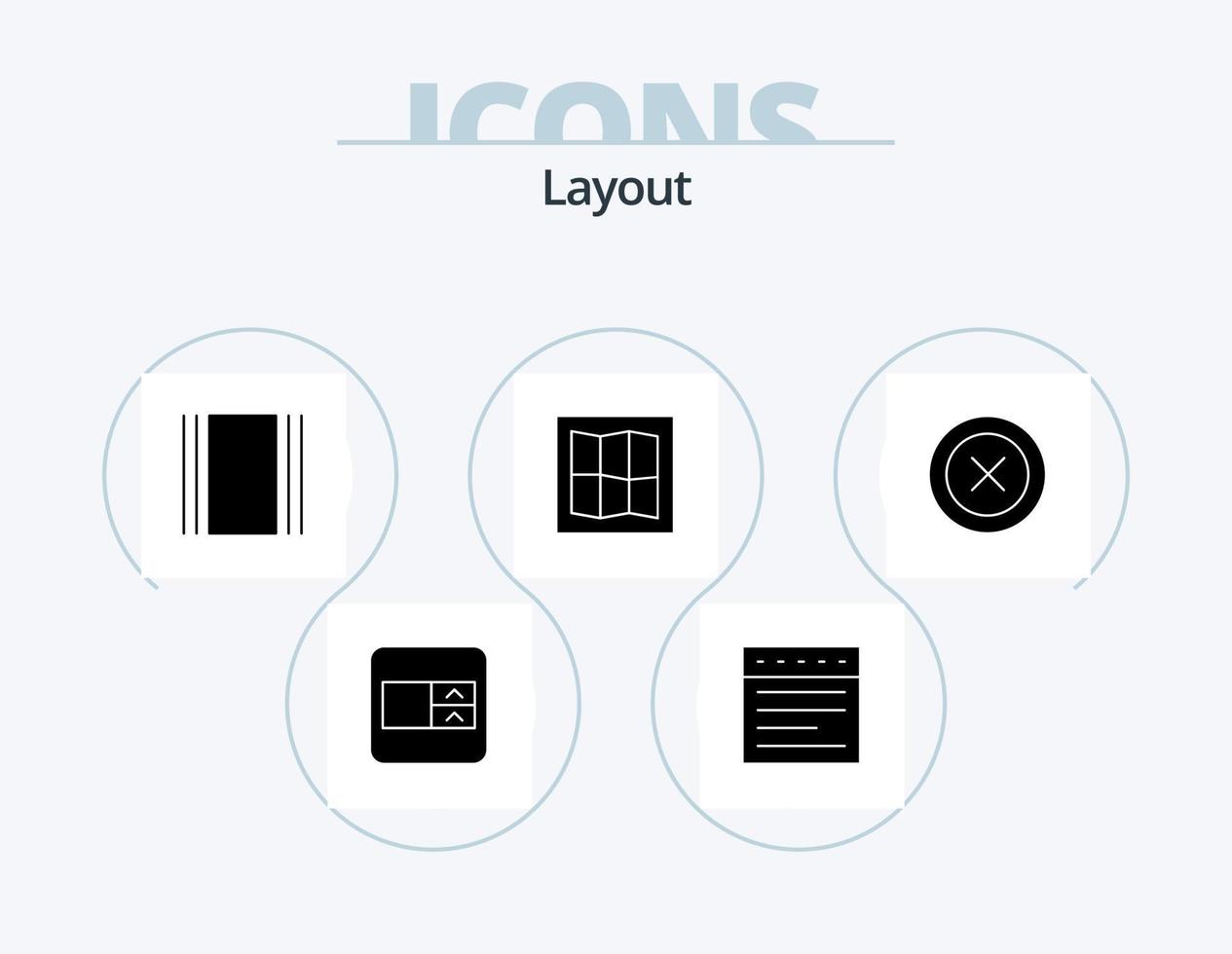 layout glyf ikon packa 5 ikon design. . trådram. horisontell. ux. layout vektor