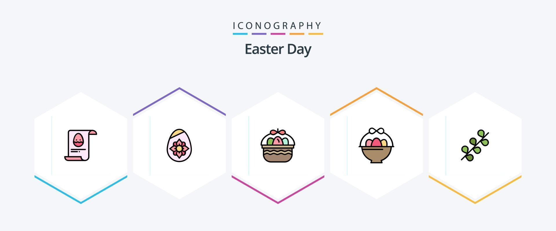 påsk 25 fylld linje ikon packa Inklusive Semester. hänge. korg. påsk. korg vektor