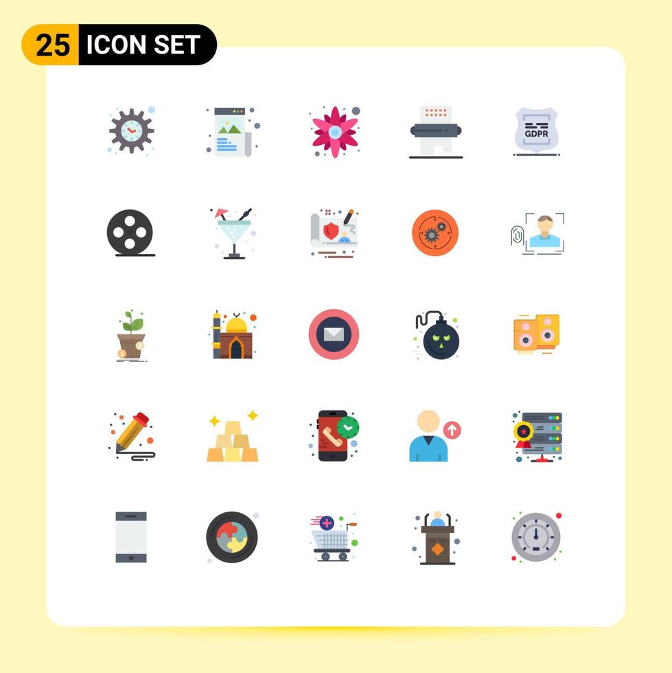 25 kreative Symbole moderne Zeichen und Symbole der gdpr pin rose Mahlzeit Getränke editierbare Vektordesign-Elemente vektor