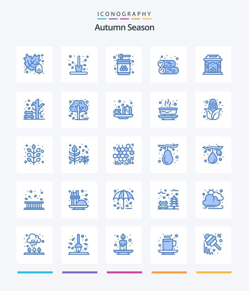 Creative Autumn 25 Blue Icon Pack wie Schornstein. Kamin. Biene. Landschaft. Süss vektor