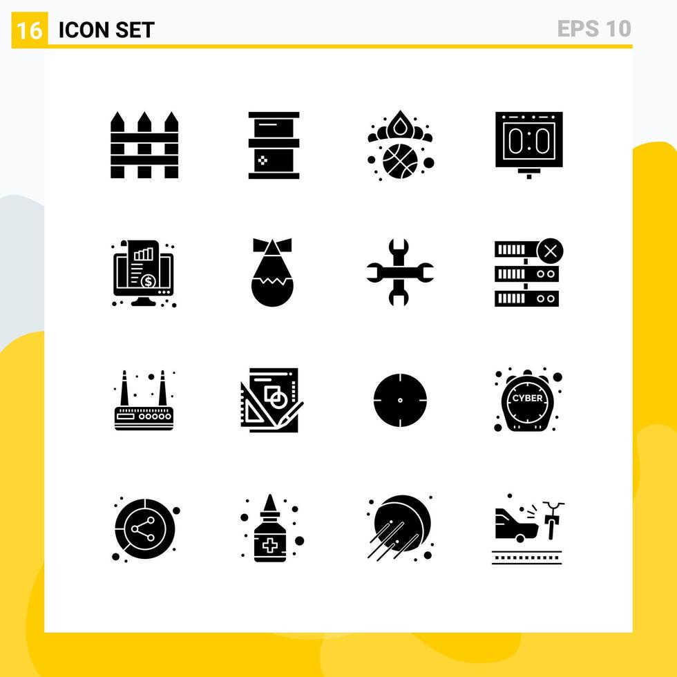 satz von 16 modernen ui-symbolen symbole zeichen für dashboard sport krone punktewettbewerb editierbare vektordesignelemente vektor