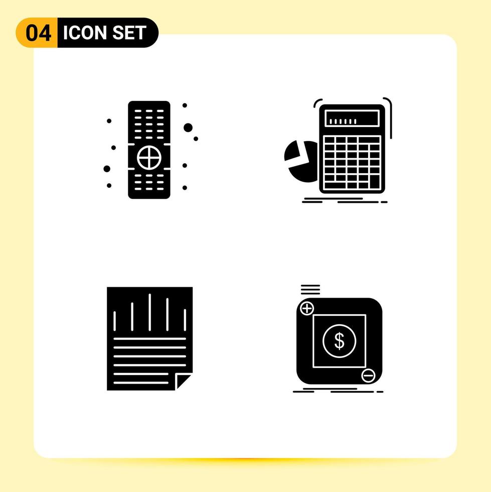 modern uppsättning av 4 fast glyfer pictograph av kontrollera ok kalkylator framsteg papper kolla upp redigerbar vektor design element