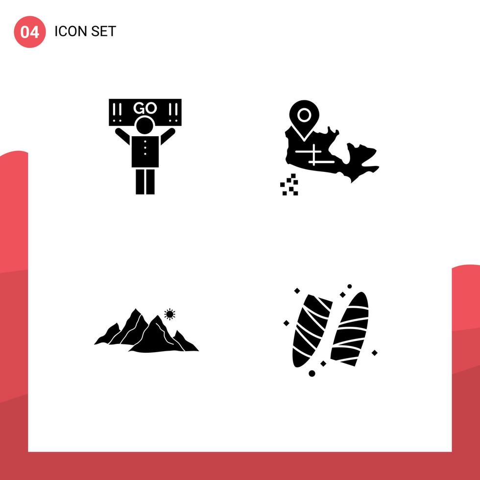 uppsättning av 4 modern ui ikoner symboler tecken för fläkt kulle anhängare plats Sol redigerbar vektor design element