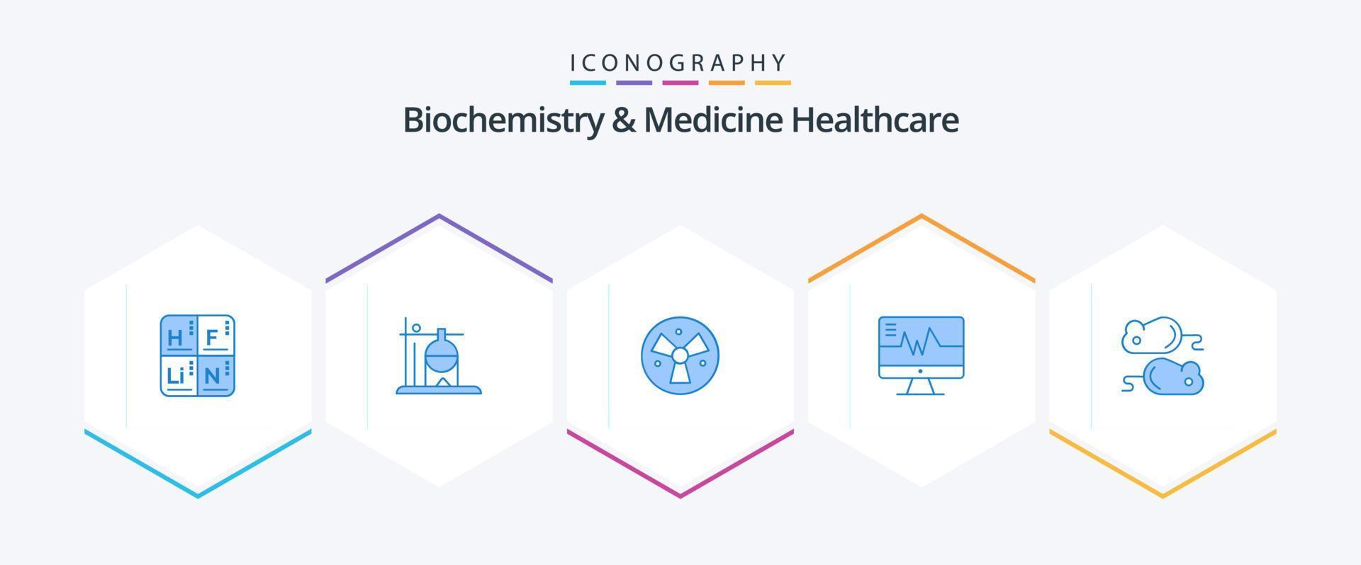 biochemie und medizin gesundheitswesen 25 blau icon pack inkl. testng. Herzschlag. Strahlung. Herz. medizinisch vektor