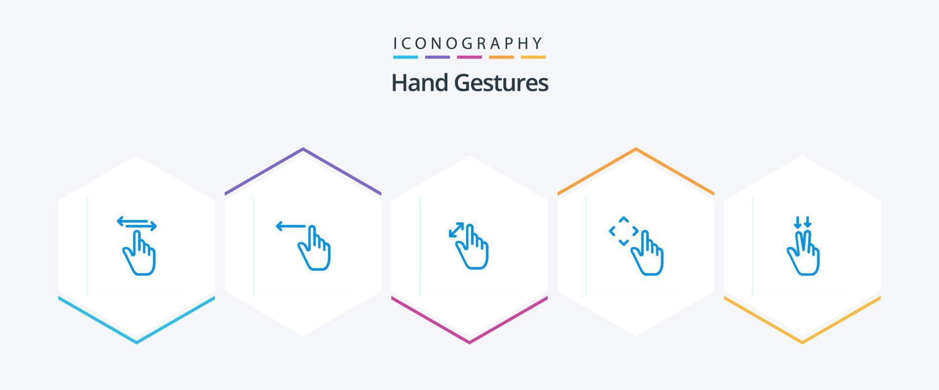 hand gester 25 blå ikon packa Inklusive flytta. upp. vänster. finger. förstoring vektor