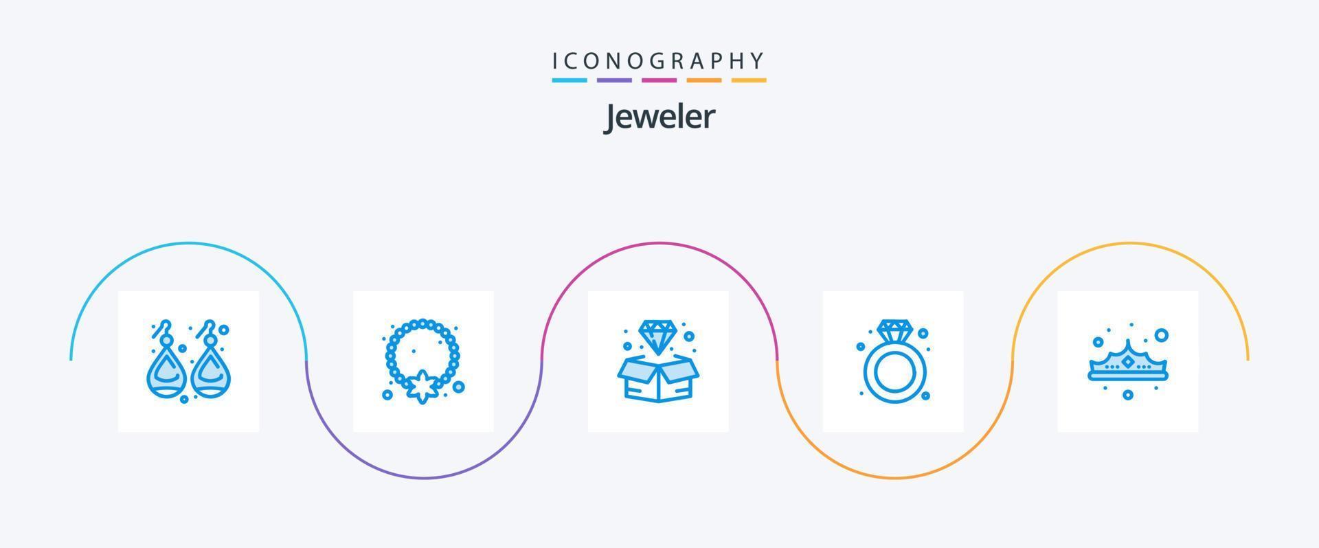 smycke blå 5 ikon packa Inklusive bröllop. Smycken. hängsmycke. diamant. juvel vektor