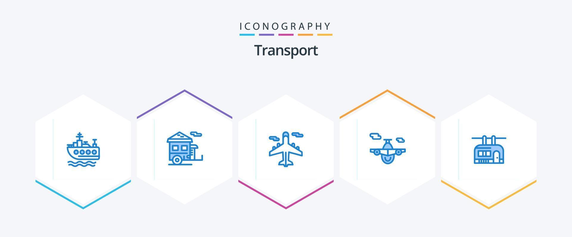 transport 25 blå ikon packa Inklusive . resa. flygplan. transport. stol hiss vektor