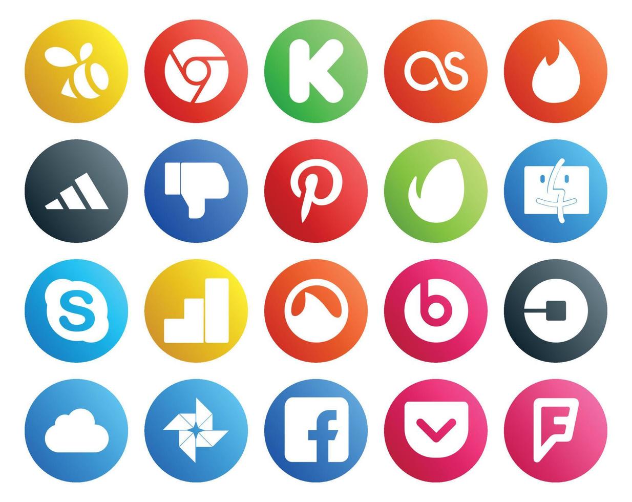 20 Social-Media-Icon-Pack, einschließlich Treiber uber envato schlägt Pille Google Analytics vektor