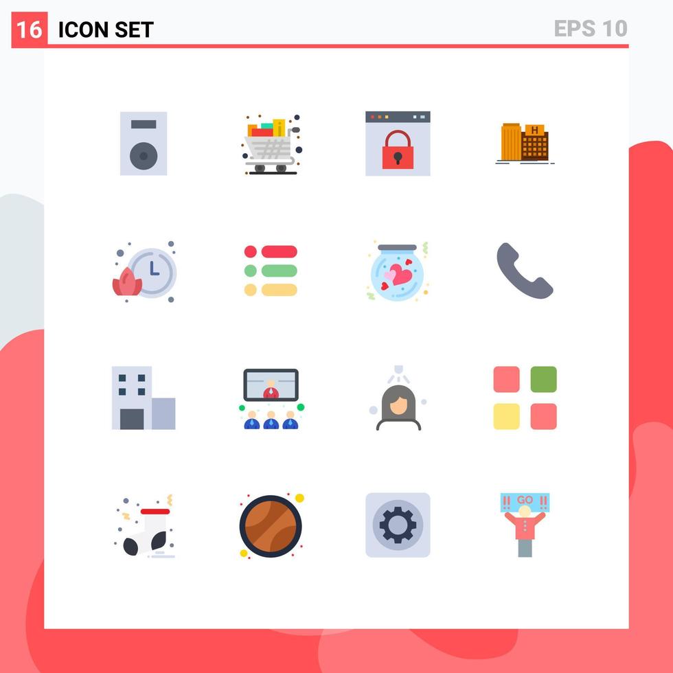 mobil gränssnitt platt Färg uppsättning av 16 piktogram av medicinsk sjukhus handla Lösenord låsa redigerbar packa av kreativ vektor design element