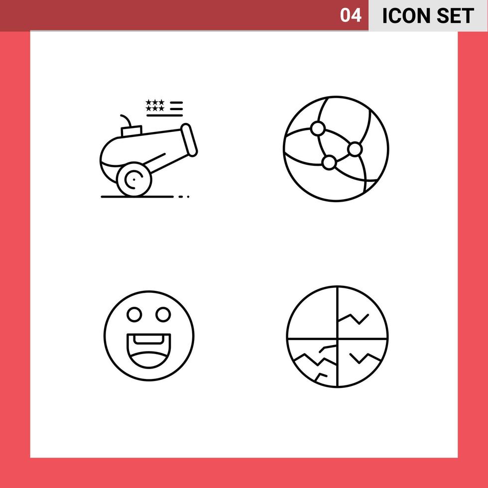 4 kreativ ikoner modern tecken och symboler av stor pistol motivering murbruk webb hud redigerbar vektor design element