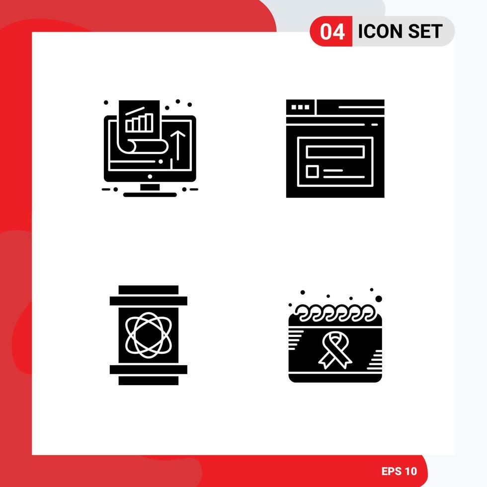 stock vektor ikon packa av 4 linje tecken och symboler för Diagram tunna prestanda sida vetenskap redigerbar vektor design element