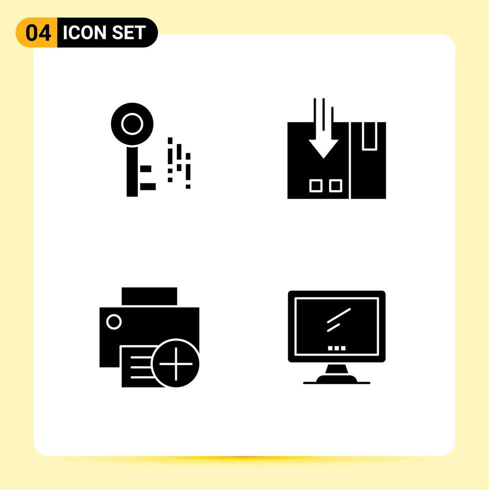 uppsättning av 4 modern ui ikoner symboler tecken för internet datorer pil förpackning grej redigerbar vektor design element