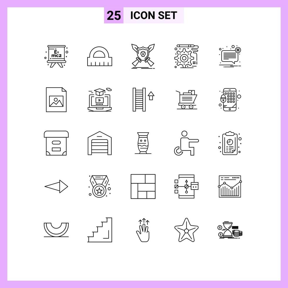 universell ikon symboler grupp av 25 modern rader av post varna emblem teknik design redigerbar vektor design element