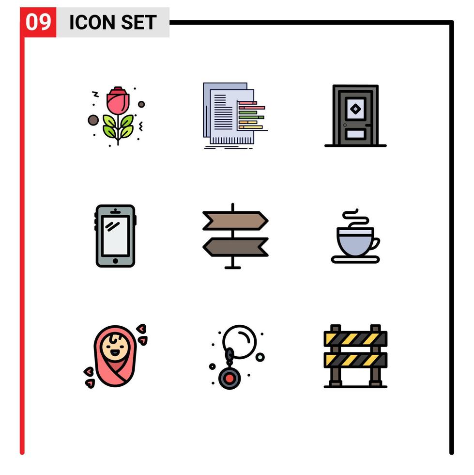 9 kreativ ikoner modern tecken och symboler av riktning huawei byggnad mobil telefon redigerbar vektor design element